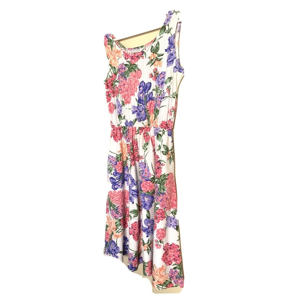 Vintage 90’s Express Tricot Asymmetrical/Bias Cocktail Party Dress Pastel Floral